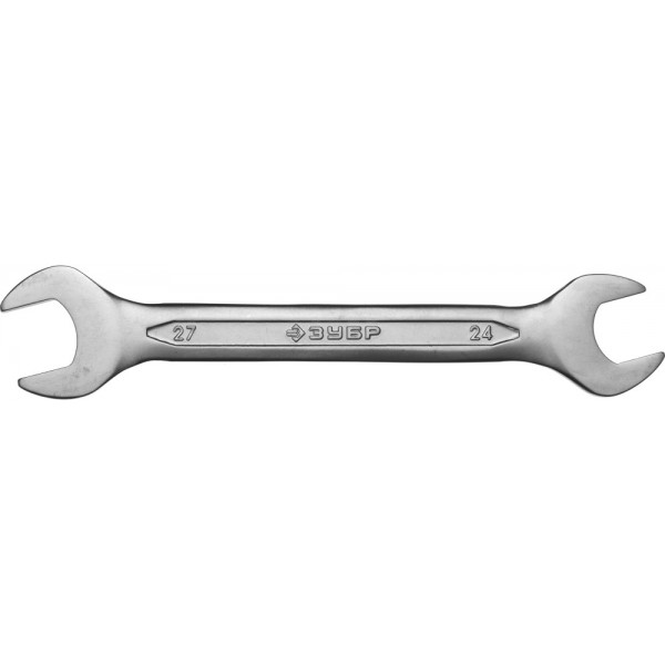Ключ ЗУБР "МАСТЕР" гаечный рожковый 24х27мм, Cr-V сталь, хромированный
