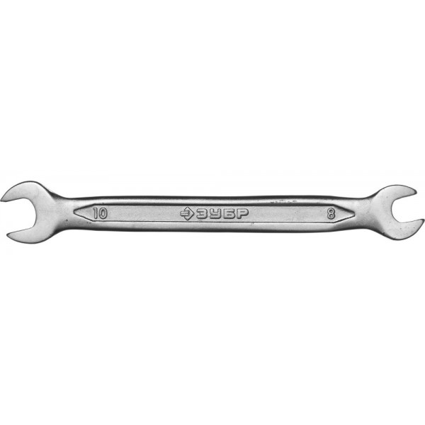 Ключ ЗУБР "МАСТЕР" гаечный рожковый 8х10мм, Cr-V сталь, хромированный
