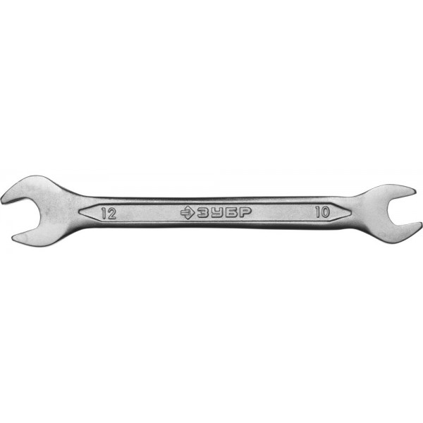 Ключ ЗУБР "МАСТЕР" гаечный рожковый 10х12мм, Cr-V сталь, хромированный
