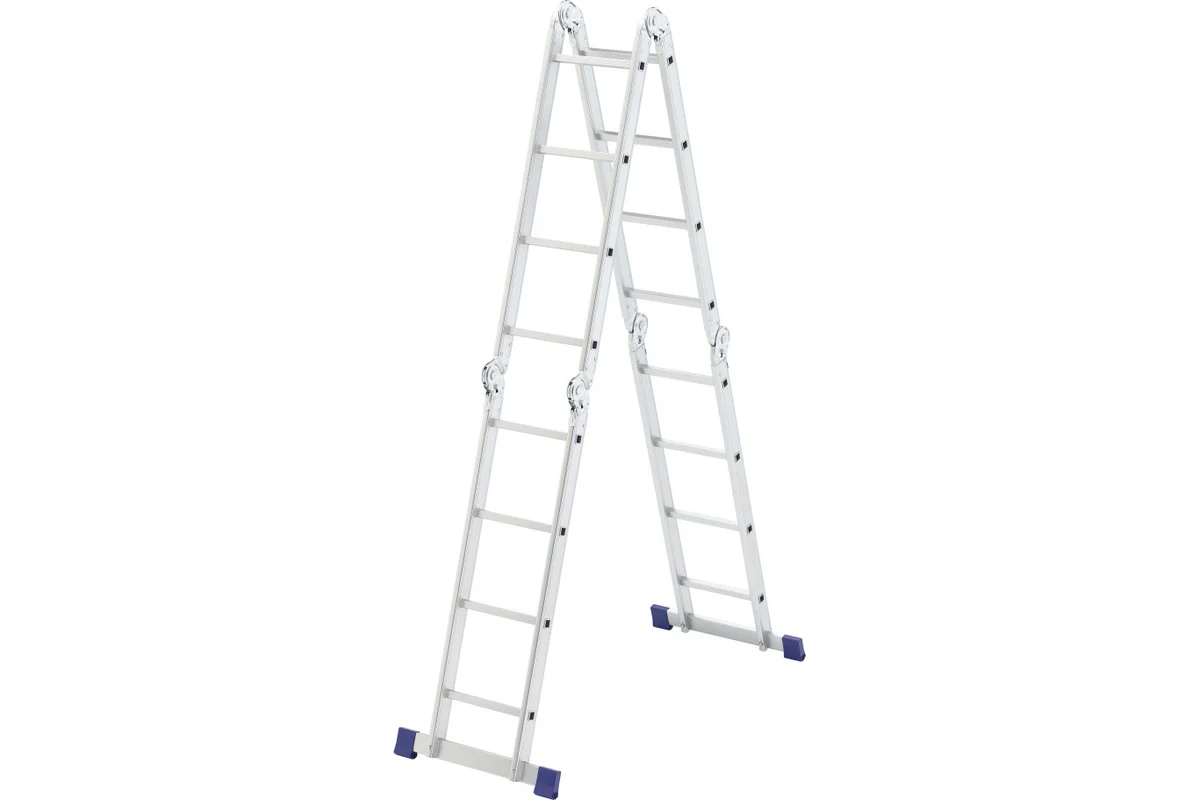 Лестница шарнирная алюминиевая СИБРТЕХ, 4х4 ступени, максимальная высота 4,63м