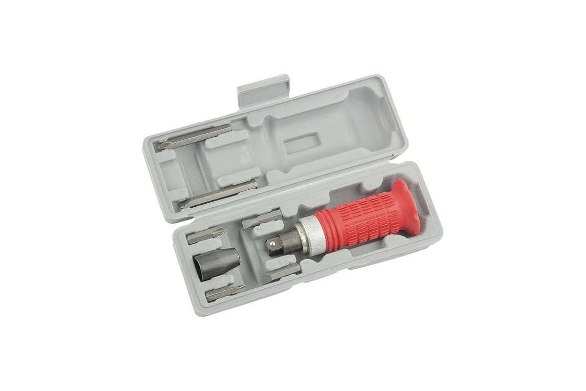 Отвёртка ударно-поворотная 1/2", набор бит 6шт, обрезин.ручка, в пластм.боксе MATRIX