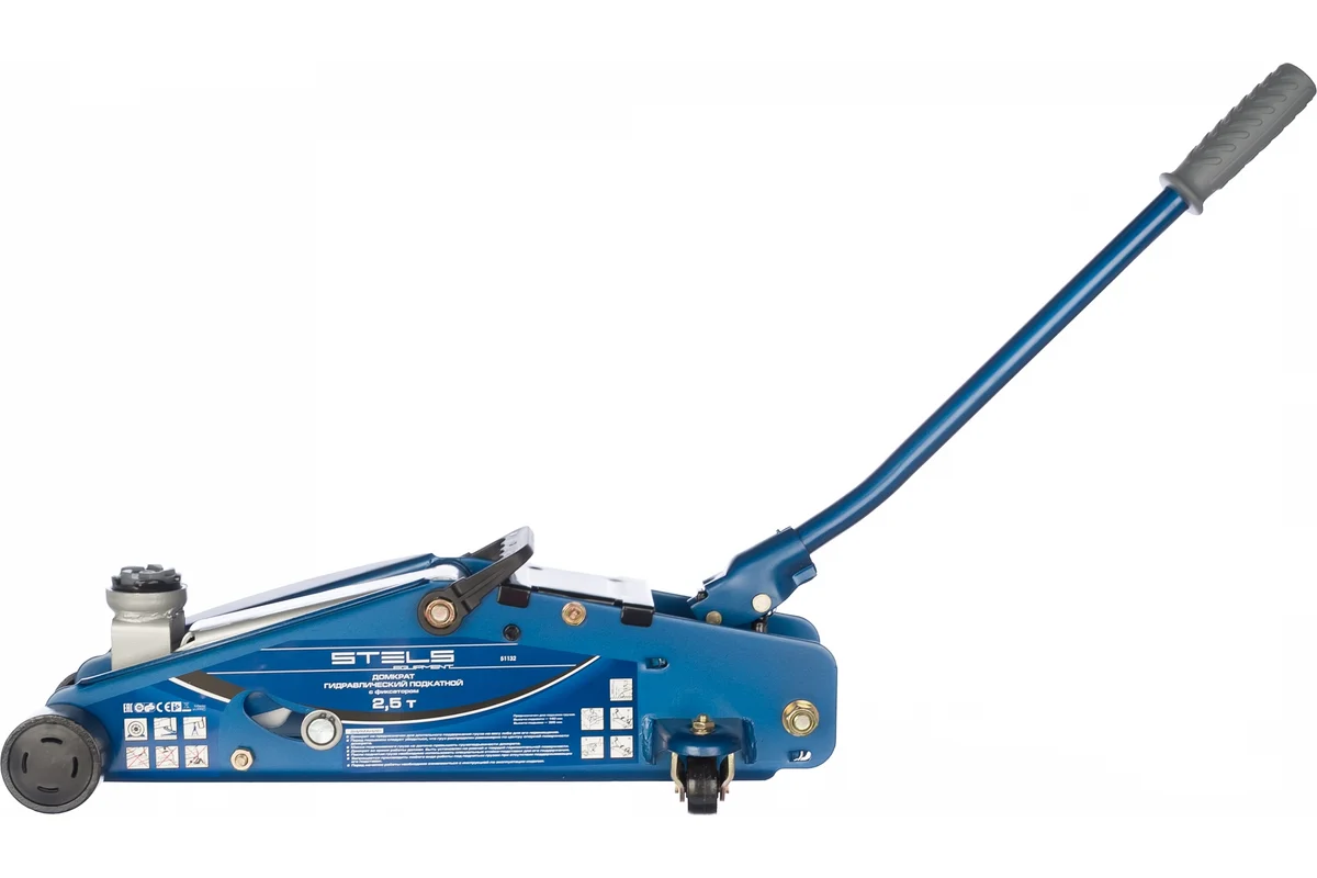 Домкрат гидравлический подкатной 2,5т SAFETY PIN, 140-385мм, с фиксатором, в кейсе STELS