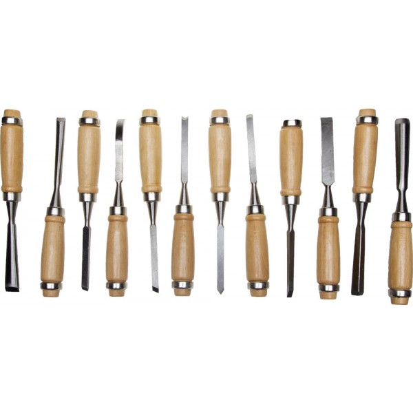 Набор стамесок 12шт фигурных "профи" с дерев.ручкой Stayer