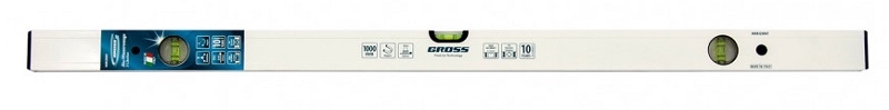 Уровень алюминиевый 1000мм, 3 глазка, фрезерованный, магнитный GROSS