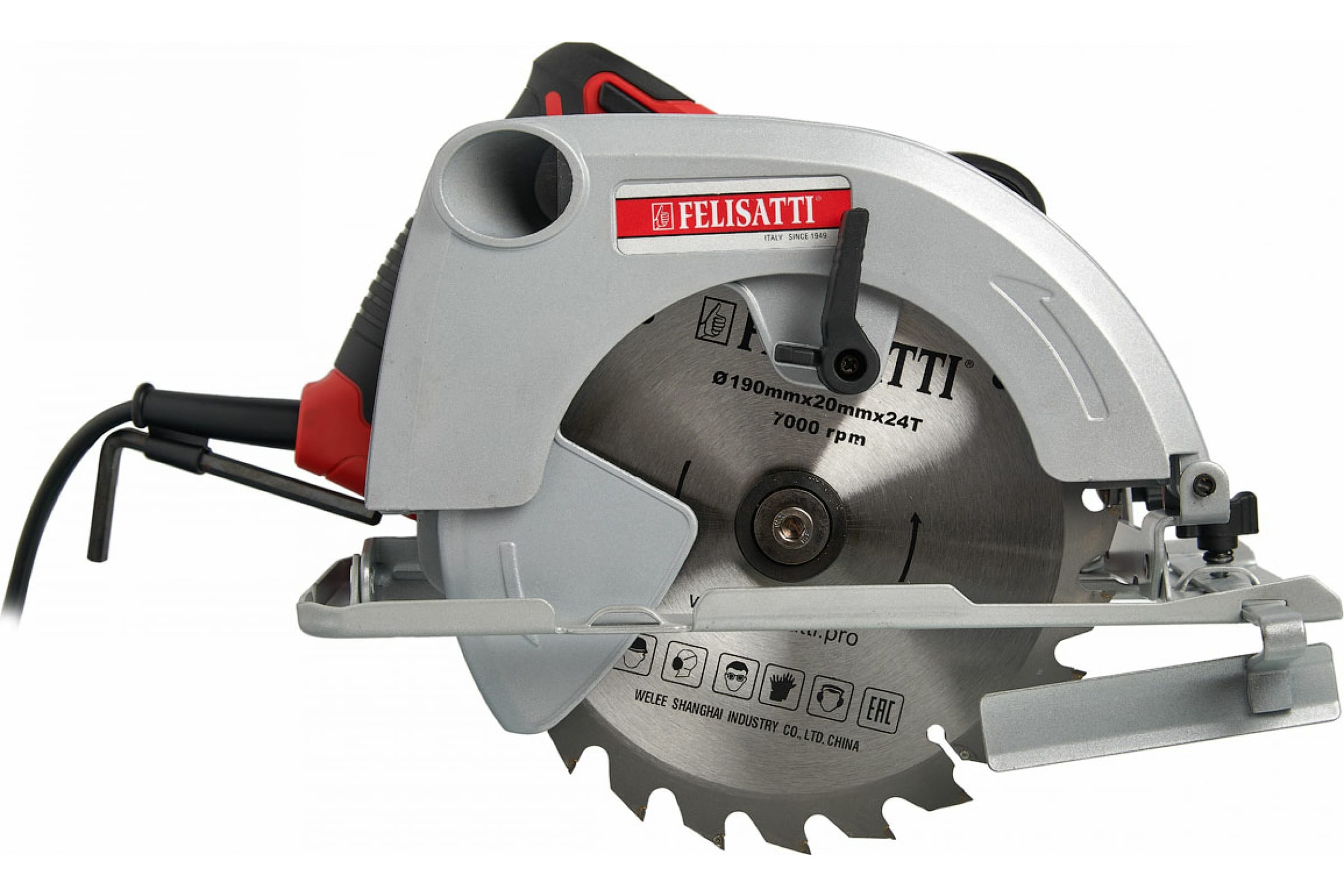 Пила дисковая ДП-190/1500 (1500Вт, Ø190х20мм, 6000об/мин) FELISATTI