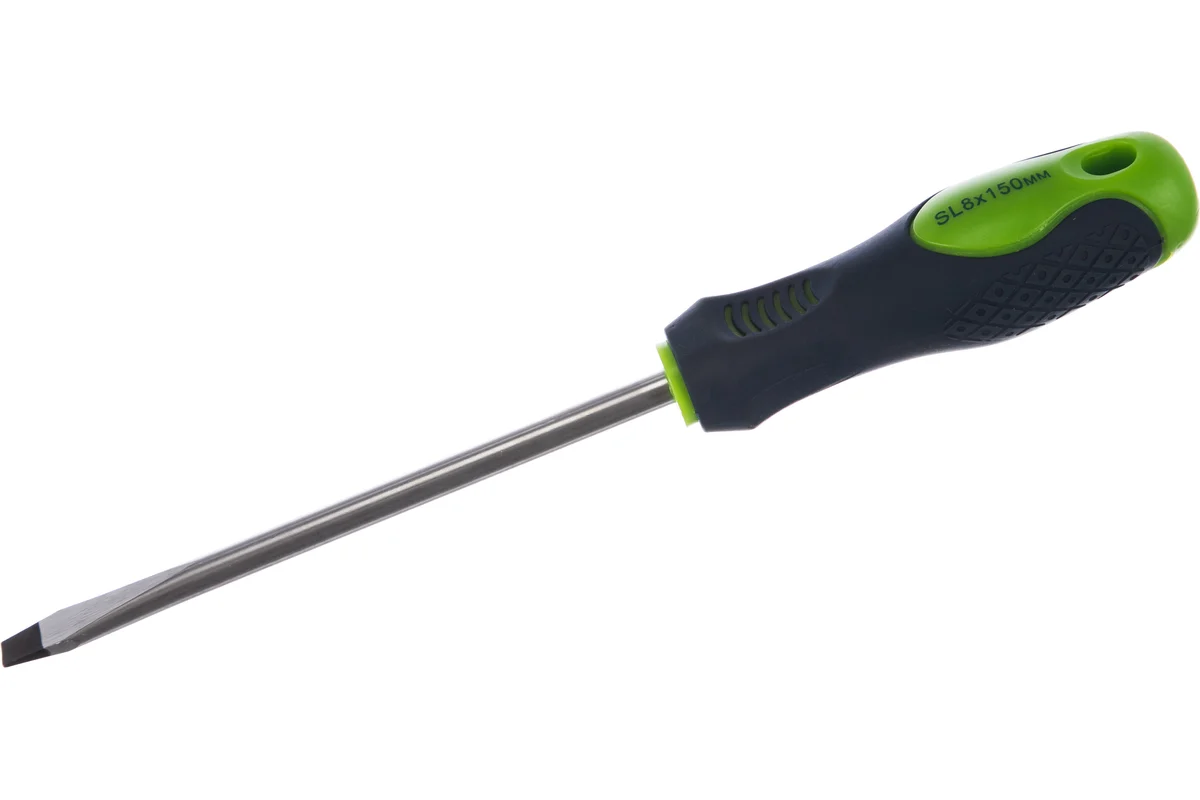 Отвёртка СИБРТЕХ, SL 8,0х150мм, Cr-V, двухкомпонентная рукоятка