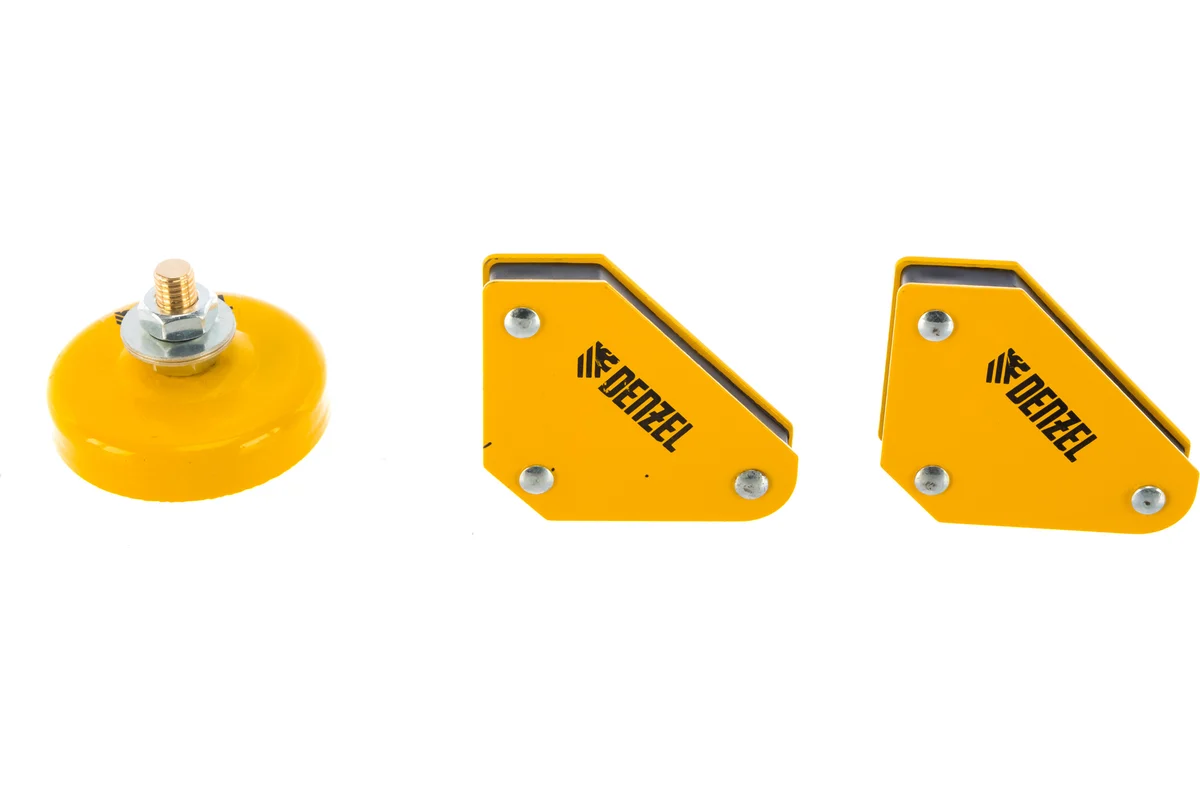 Набор из 2-х магнитных сварочных фиксаторов и магнитной клеммы "масса" DENZEL