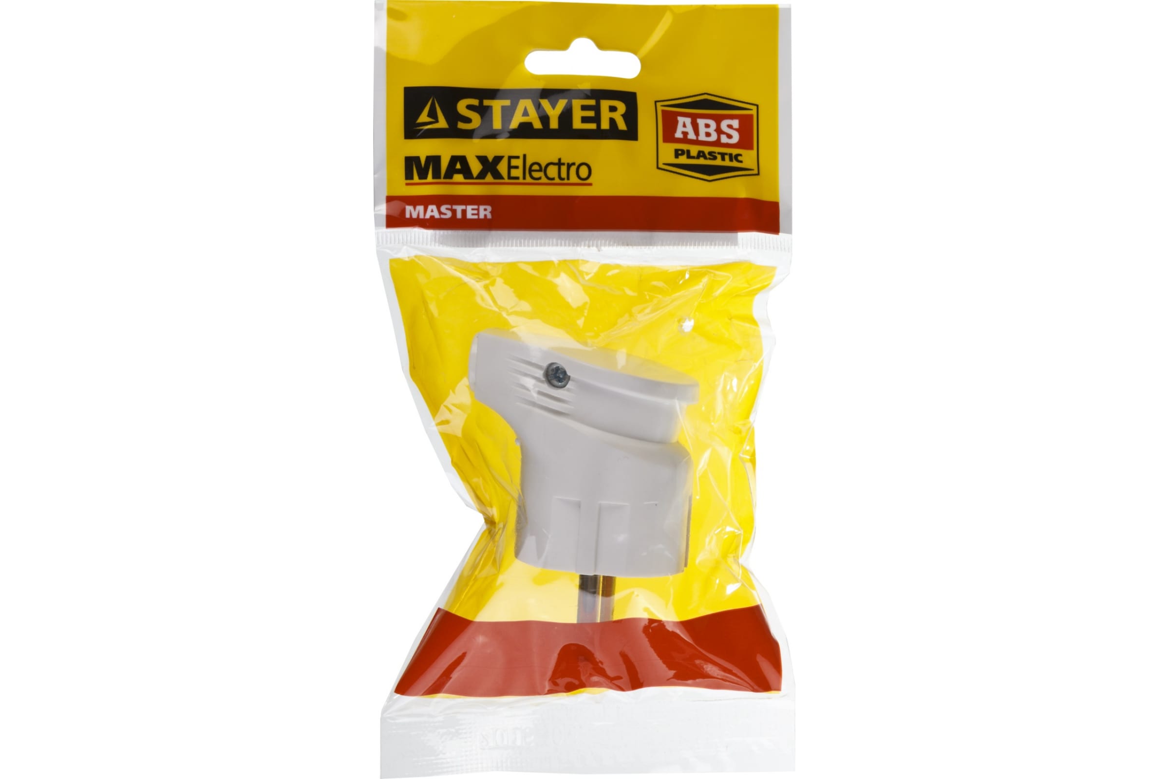 Вилка электрическая Stayer "Master", с заземлением, угловая, 16А/220В, белая