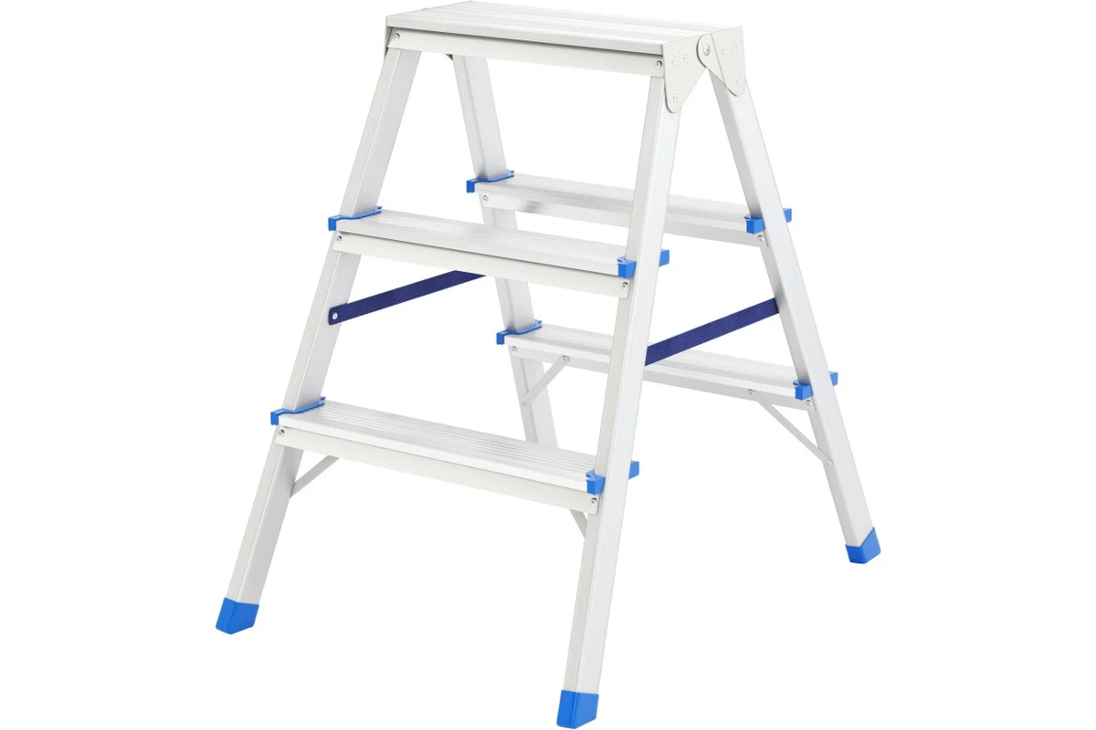 Стремянка двусторонняя алюминиевая СИБРТЕХ, 3 ступени