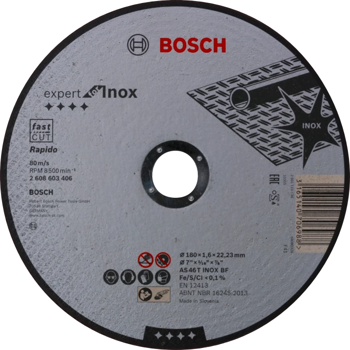 Круг отрезной Expert по нержавеющей стали 180х1,6х22мм, прямой BOSCH