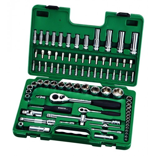 Набор инструмента SATA 86 предм, 1/2", 1/4", Cr-V, пластиковый кейс