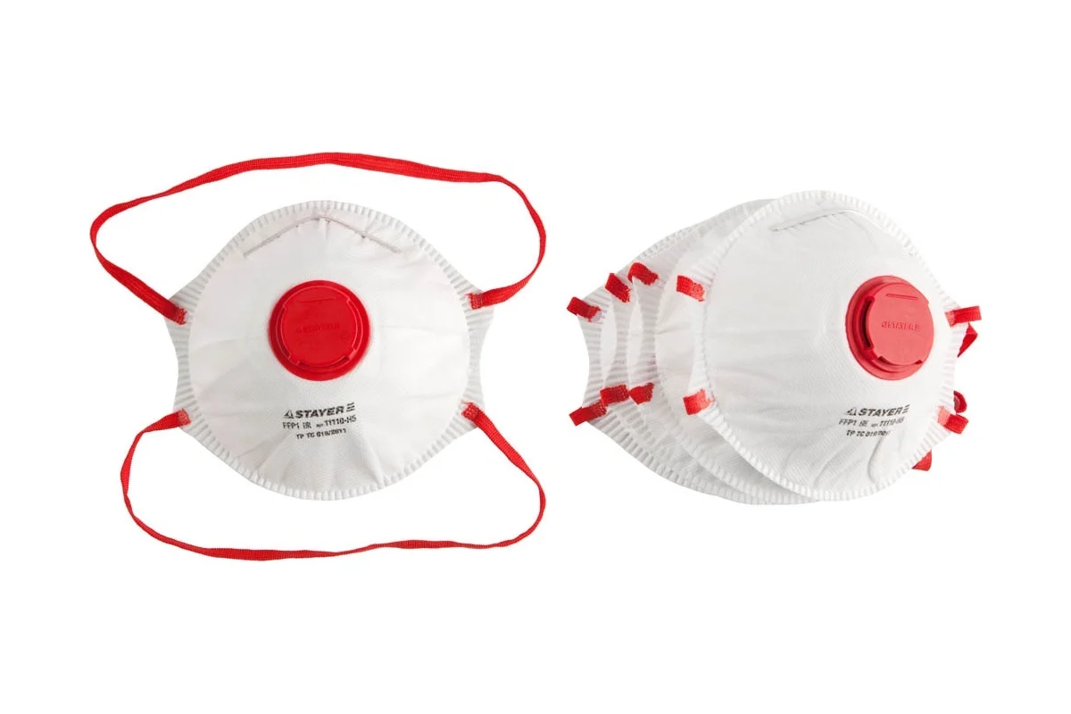 Полумаска фильтрующая коническая многослойная с клапаном, FFP1, STAYER "Profi"