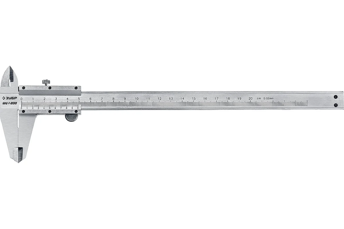 Штангенциркуль стальной ШЦ-1-200, точность 0,02мм, с глубиномером ЗУБР