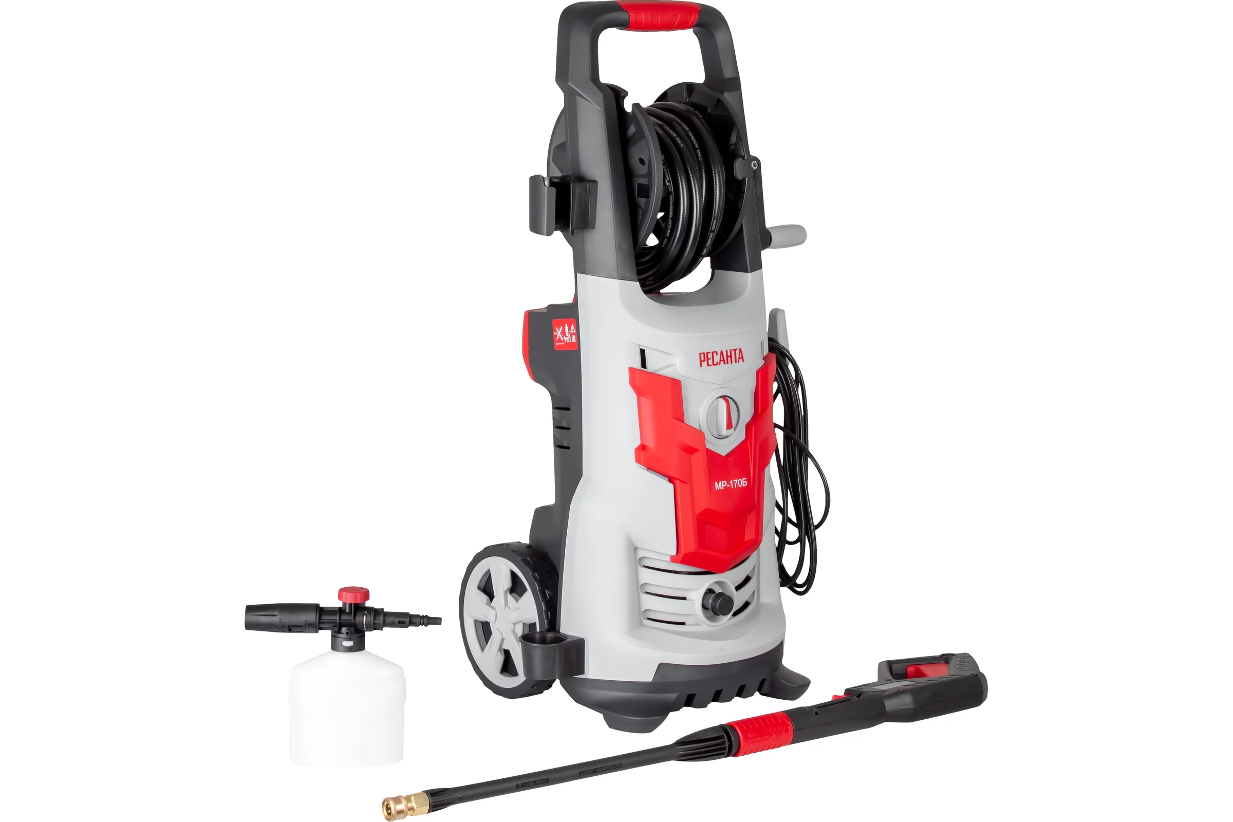 Мойка высокого давления МР-170Б (1900Вт, 170бар, 375л/ч, шланг 8м, барабан для шланга) РЕСАНТА