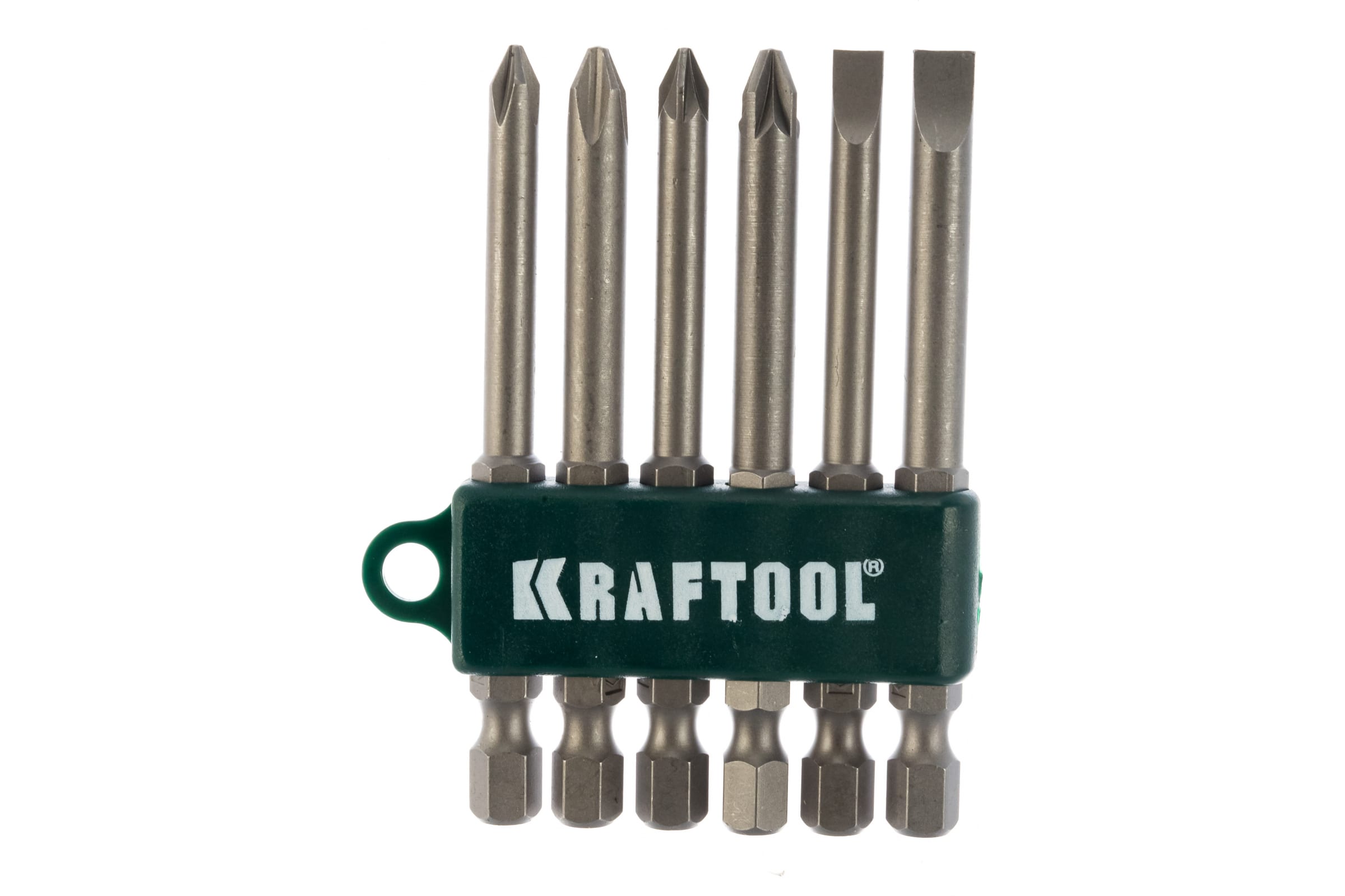 Набор бит KRAFTOOL 6 предм., 75мм, в пластиковом держателе, Cr-V