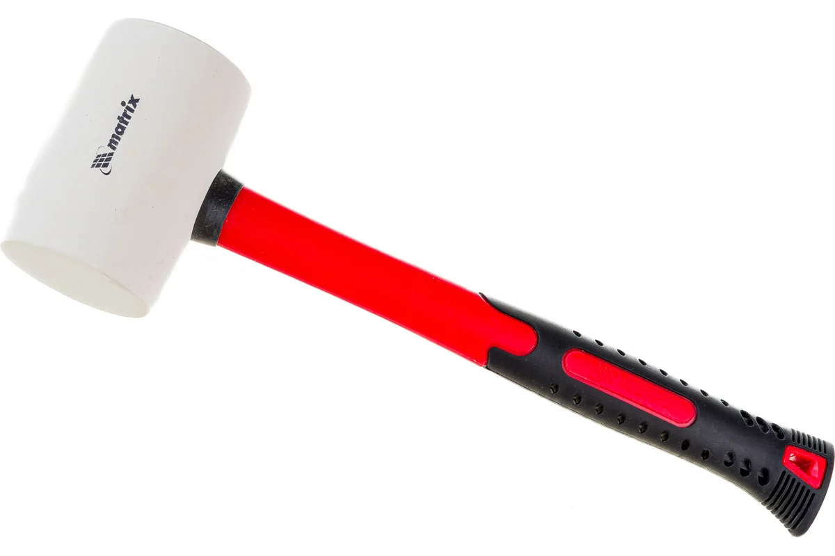 Киянка резиновая белая 450г, фиберглассовая рукоятка MATRIX