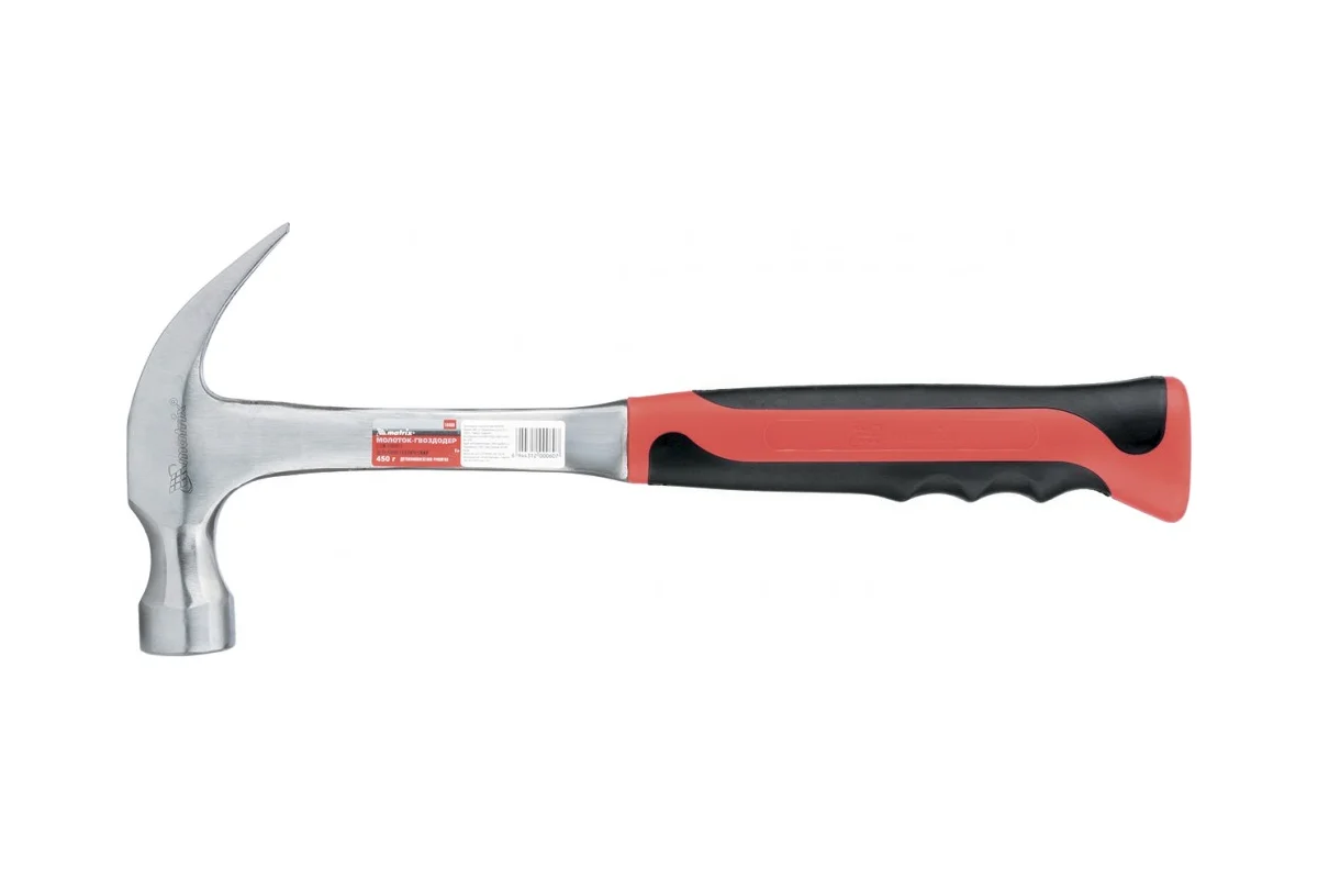 Молоток-гвоздодёр 0,45кг цельнометаллический, с двухкомпонентной рукояткой MATRIX