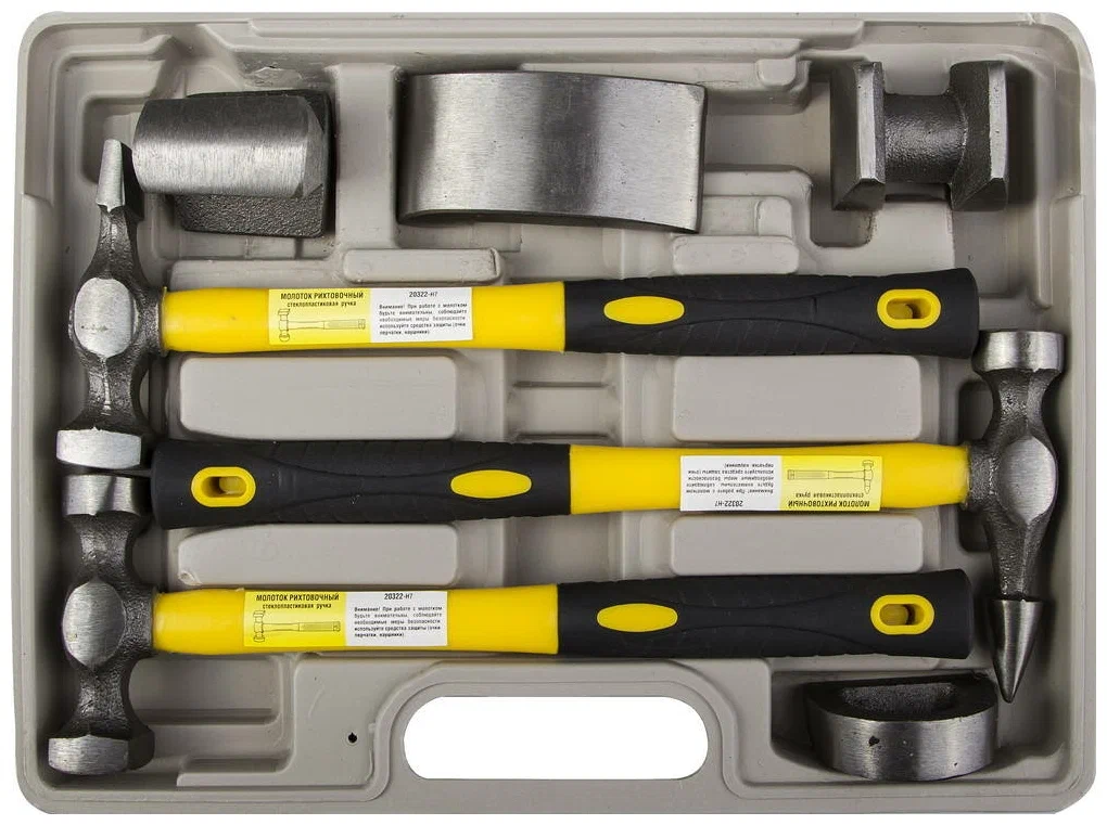 Молотки рихтовочные STAYER "Maxflat" с правками, 7 предм., стеклопластиковые рукоятки