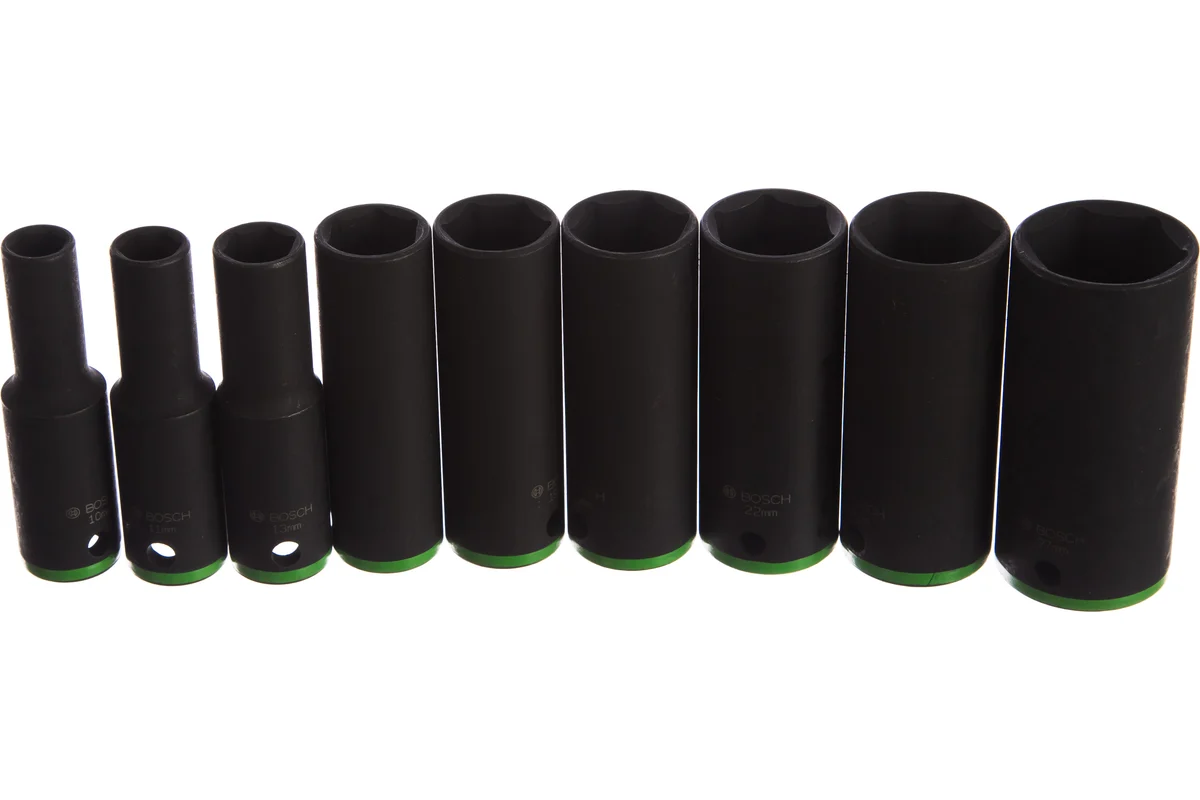 Набор торцовых головок 9шт, 1/2", 10-27мм, 77мм BOSCH