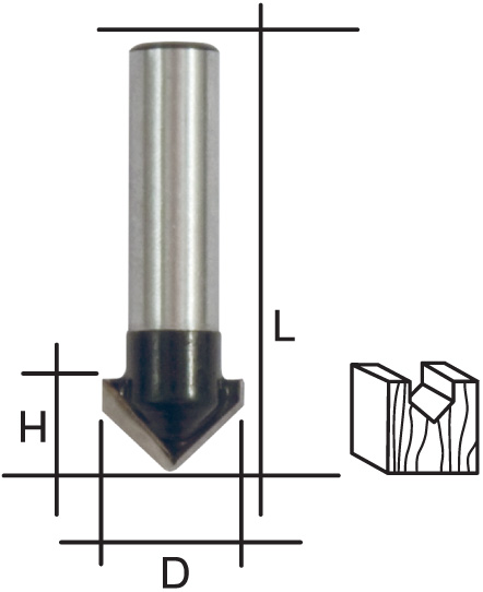Фреза пазовая V-образная 12х12х42мм FIT