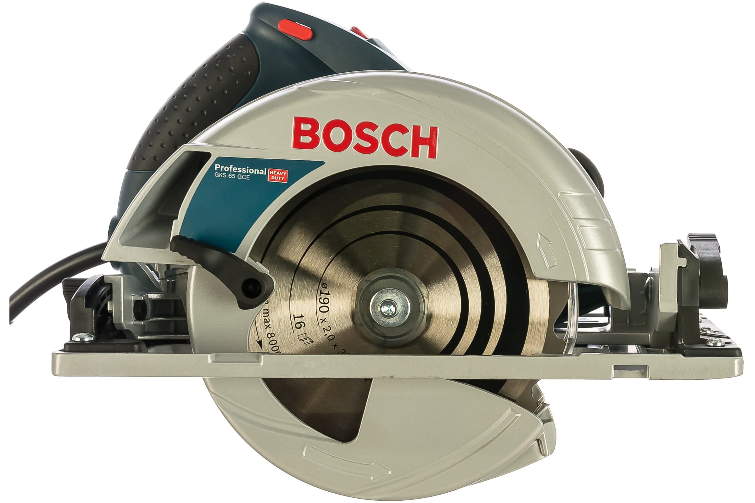 Пила дисковая GKS 65GCE (1800Вт, Ø190х30мм, пропил 65мм, плавный пуск) BOSCH