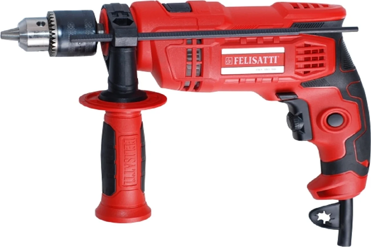Дрель ДУ-13/600ЭР (600Вт, 0-2800об/мин, удар, патр.13мм, сталь/бетон/древесина 13/12/20мм) FELISATTI