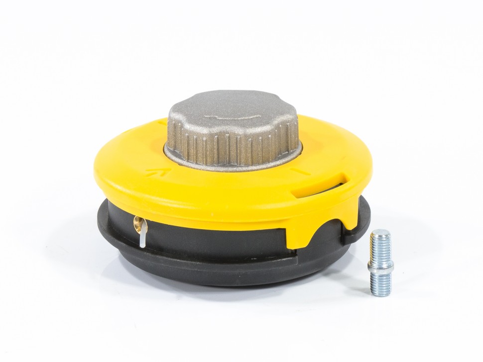 Катушка полуавтоматическая, леска Ø1,6-3,0мм, гайка М10х1,25, легкая заправка, алюмин.кнопка DENZEL