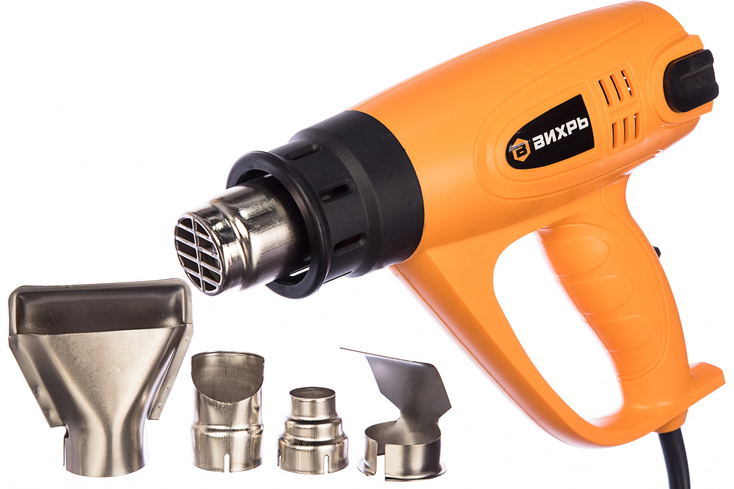 Термопистолет ТП-2000 (2000Вт, 150/300/500л/мин, 350-600°С, 4 насадки, кейс) ВИХРЬ