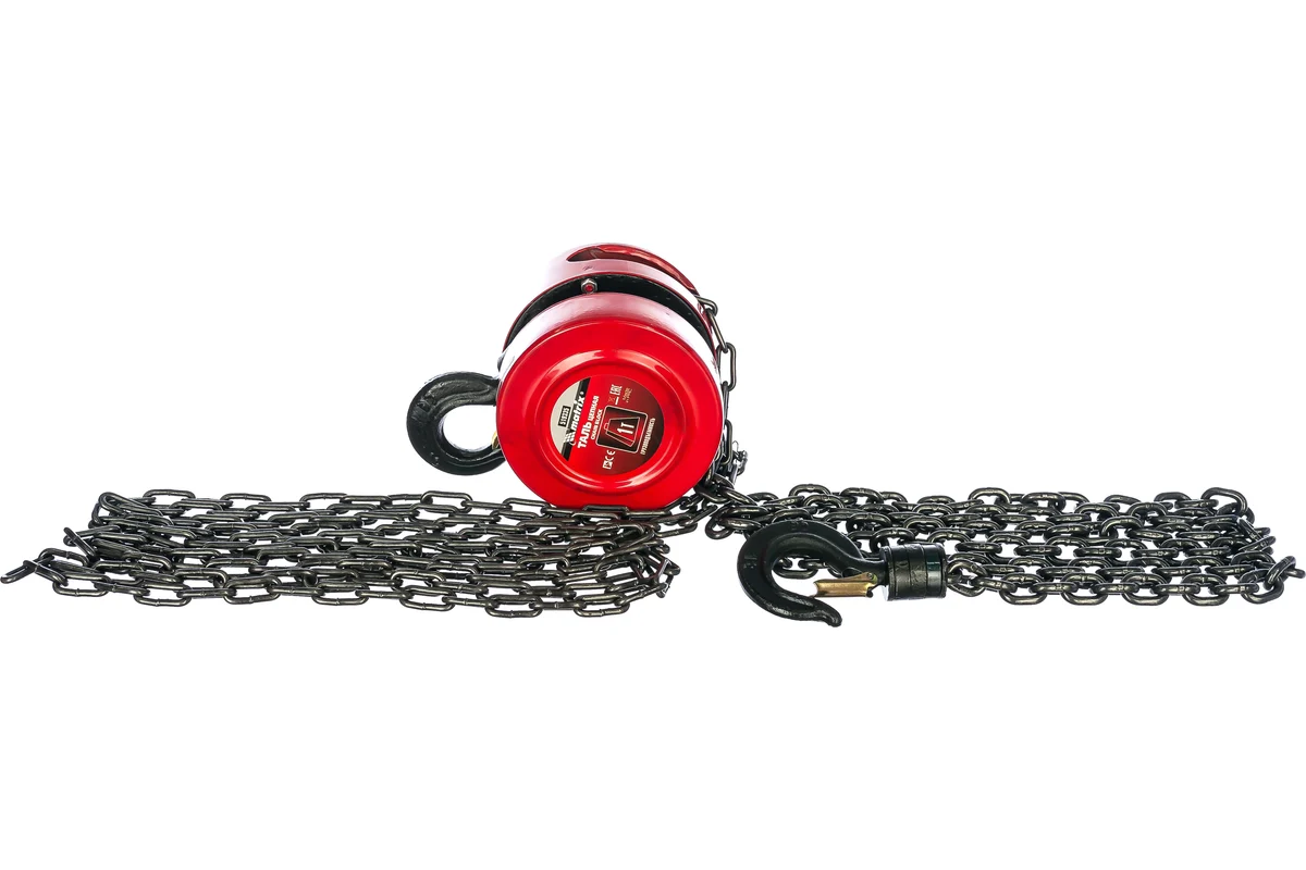 Таль цепная 1т, высота подъёма 2,5м, расстояние между крюками 300мм MATRIX