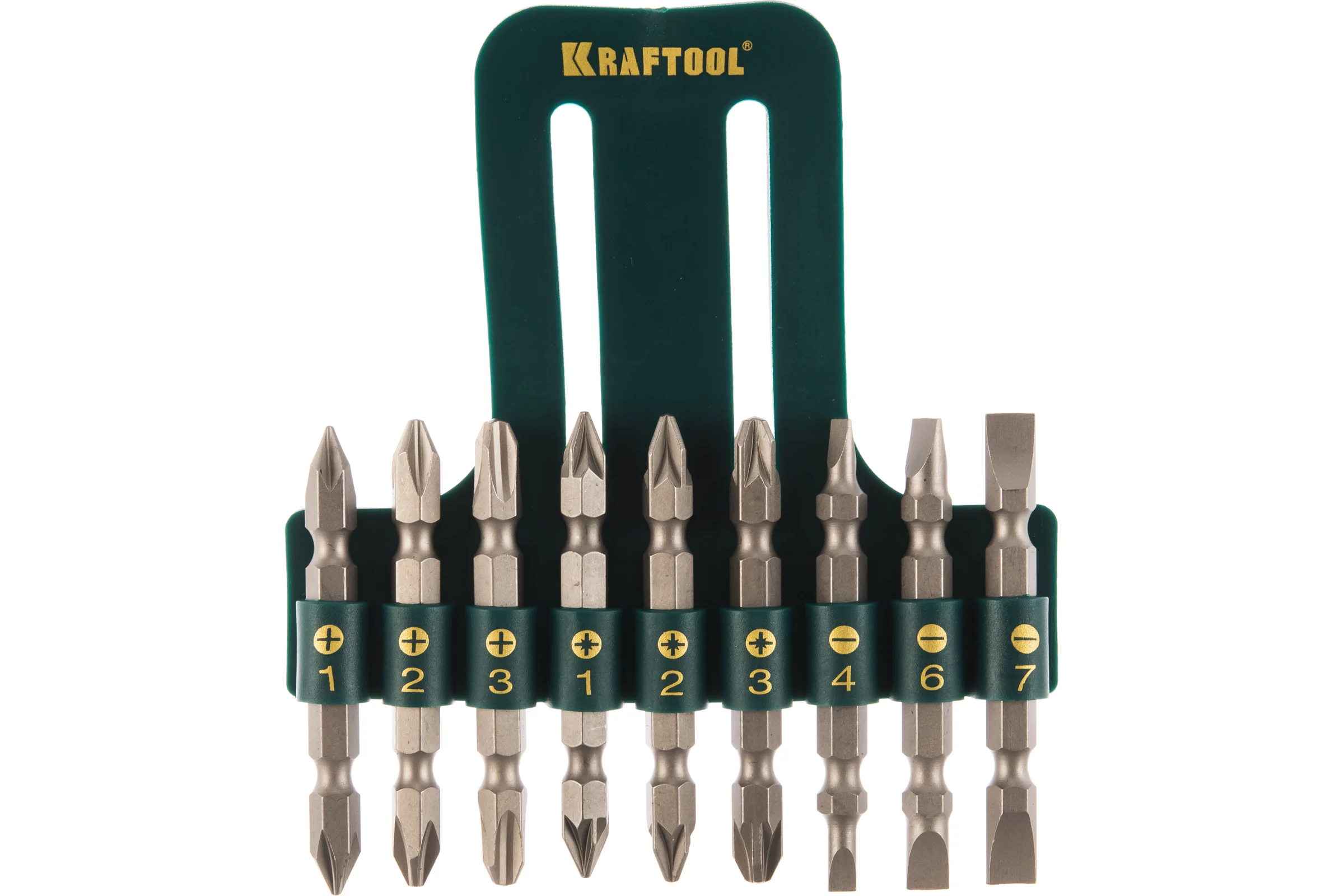 Набор бит KRAFTOOL 10 шт двусторонних, в пластиковом держателе