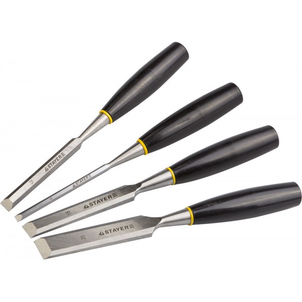 Набор стамесок 4шт плоских "мастер" с пластм.ручкой Stayer