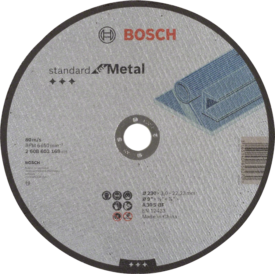 Круг отрезной Standard по металлу 230х3,0х22мм, SfM, прямой BOSCH