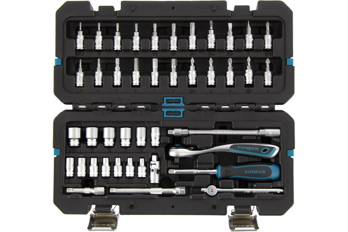 Набор инструмента 42 предм, 1/4", Cr-V, усиленный кейс GROSS
