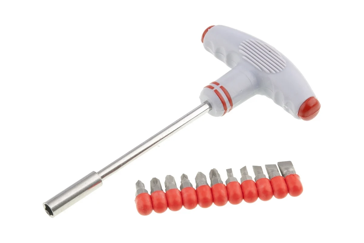 Отвёртка MATRIX с Т-образной ручкой, набор бит 11шт