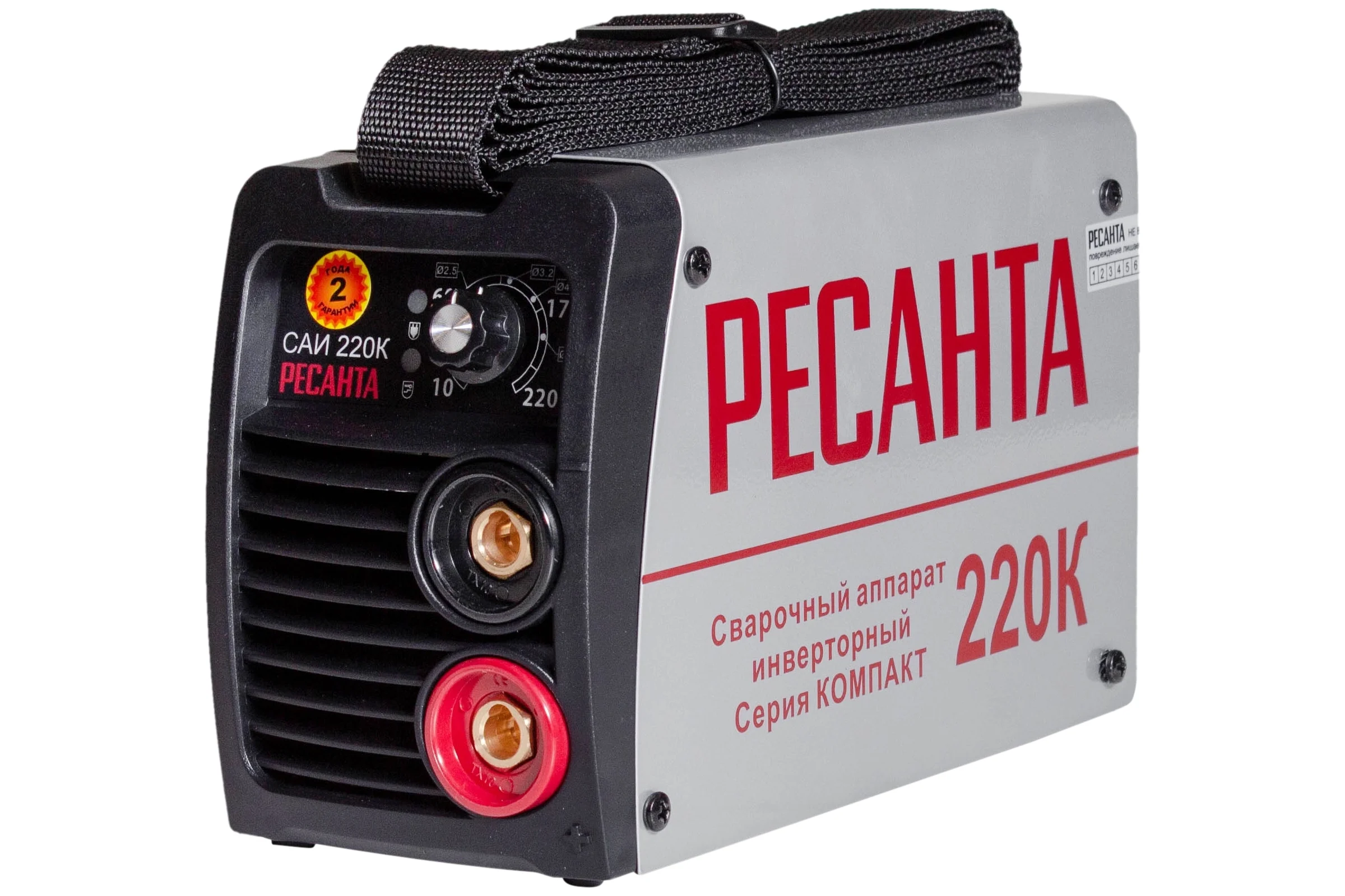 Сварочный инвертор САИ 220К (10-220А, 140-240В, ток 22,5А, Ø5мм, ПВ70%, 4,5кг) Ресанта