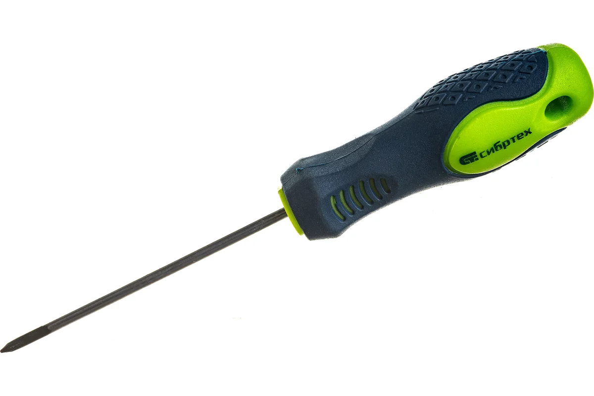 Отвёртка СИБРТЕХ, PH №0х80мм, Cr-V, двухкомпонентная рукоятка