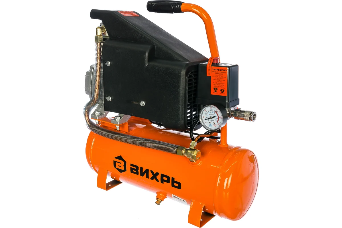 Компрессор КМП-210/10 (220В, 1600Вт, ресивер 10л, 210л/мин) ВИХРЬ