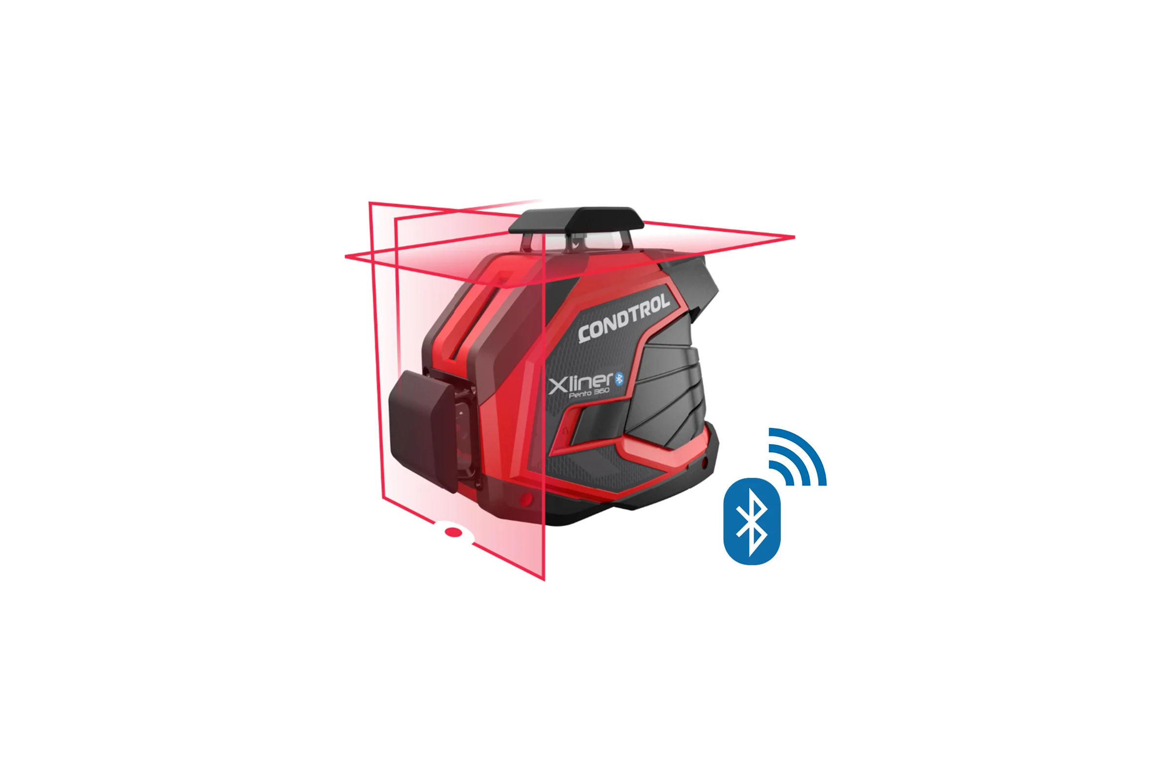 Лазерный нивелир CONDTROL XLiner Pento 360 (диапазон: 40м, с детектором 100м, погрешность ±0,2мм/м, диапазон самовыравнивания ±3,5°, построитель плоскостей 360° горизонталь, 2 вертикали, функция Bluetooth, тип резьбы 1/4", 5/8", 2 аккум. 2600мАч, сумка)