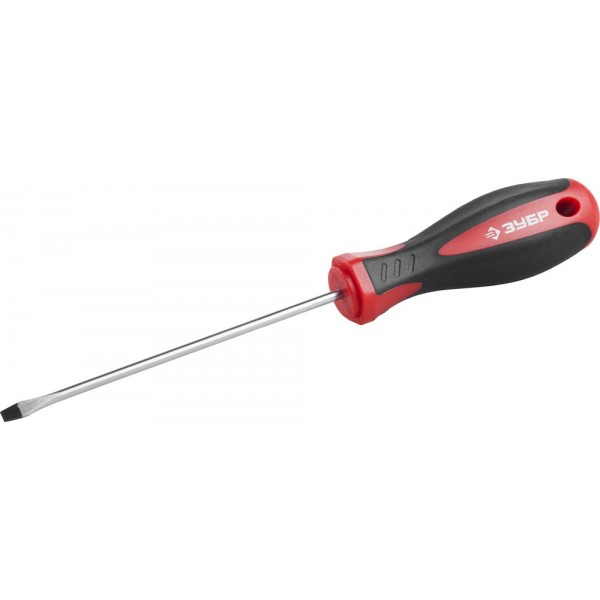 Отвёртка ЗУБР "Техник", SL 3,0х100мм, Cr-V, двухкомпонентная рукоятка