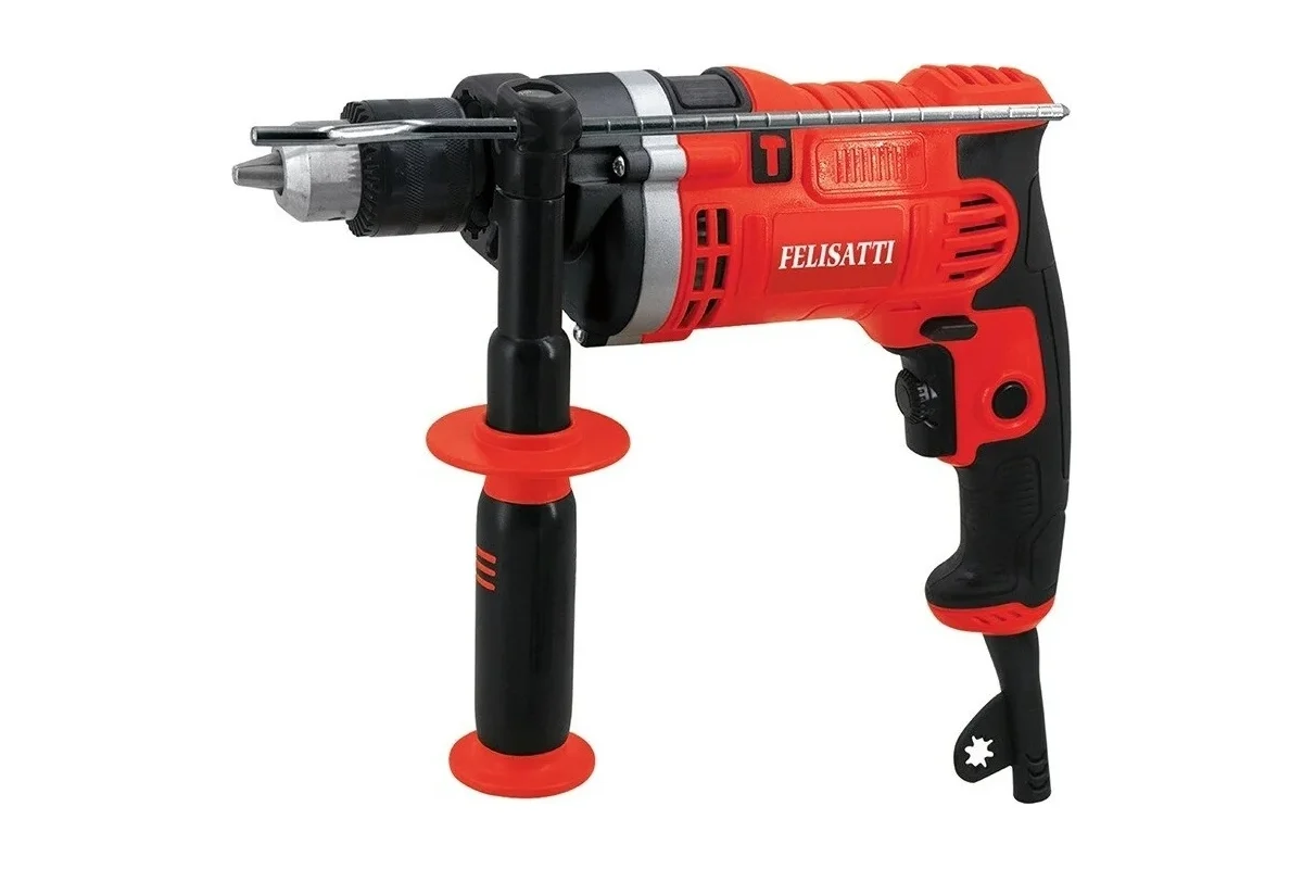 Дрель ДУ-13/750ЭР(М) (750Вт, 0-3200об/мин,удар,патр 13мм,сталь/бетон/древесина 13/13/30мм) FELISATTI