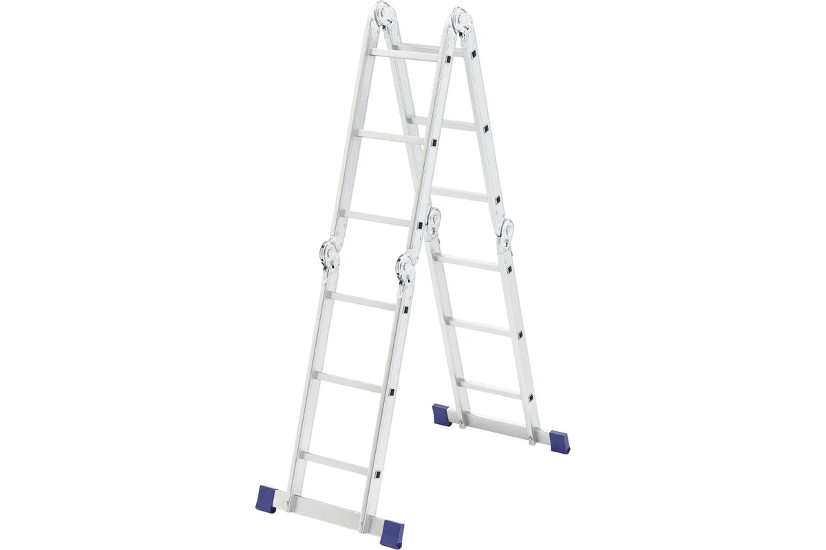 Лестница шарнирная алюминиевая СИБРТЕХ, 4х3 ступени, максимальная высота 3,5м