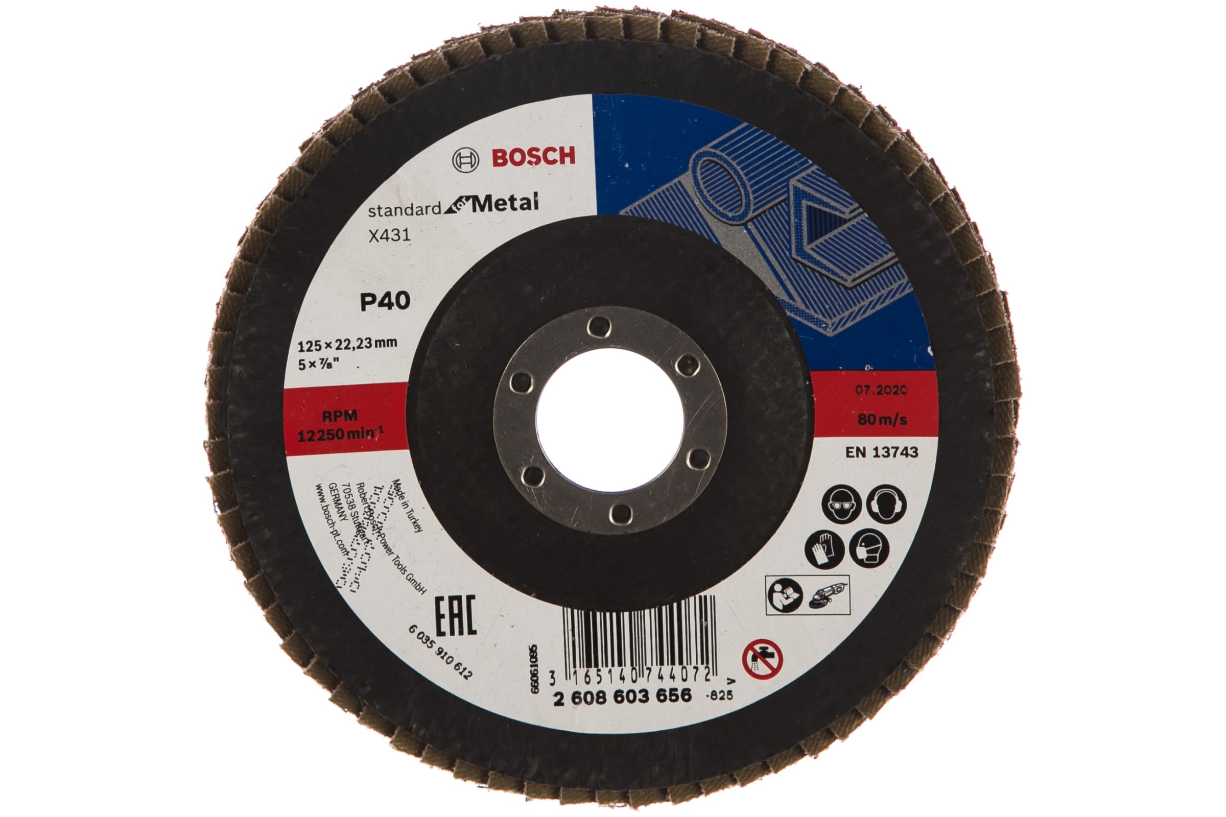 Круг лепестковый X431 Standard for Metal, Ø125мм, K40, угловой BOSCH