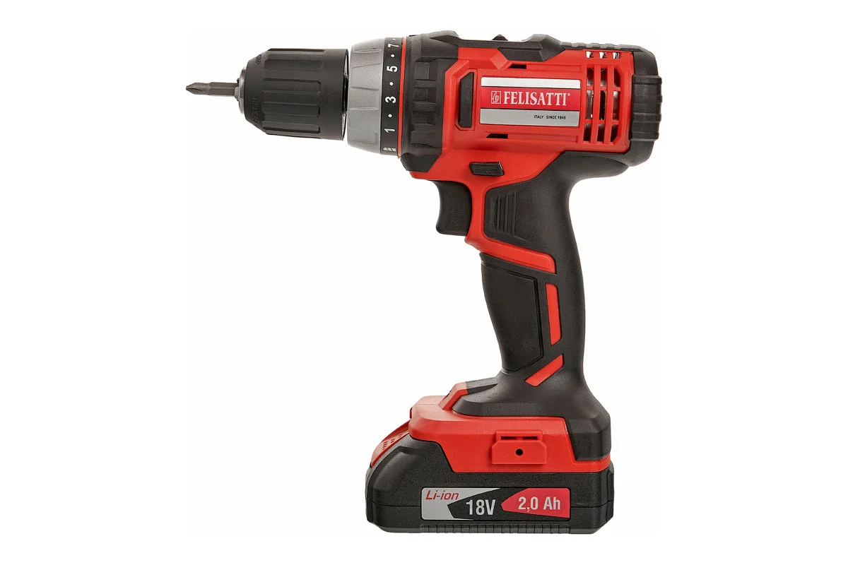 Аккум.дрель ДА-13/18ЛЗ(М), (18В, Li-ion, 2,0Ач, 36/20Нм, 2 аккум., патр.13мм, кейс) FELISATTI