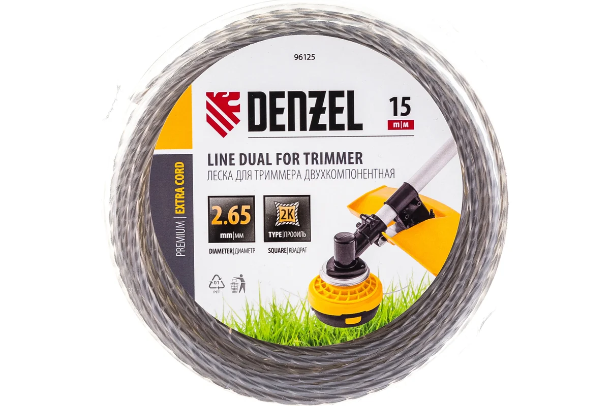 Леска двухкомпонентная 15м, Ø2,65мм, сечение квадрат, EXTRA CORD DENZEL