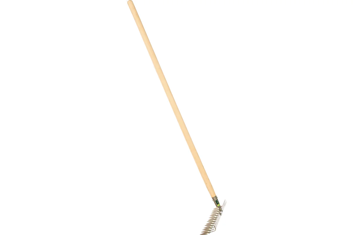 Грабли, нержавеющая сталь, 340х1300мм, 14 витых зубьев, деревянный черенок СИБРТЕХ
