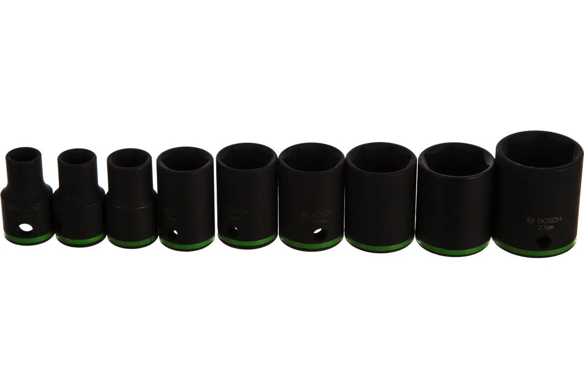 Набор торцовых головок 9шт, 1/2", 10-27мм, 38-44мм BOSCH