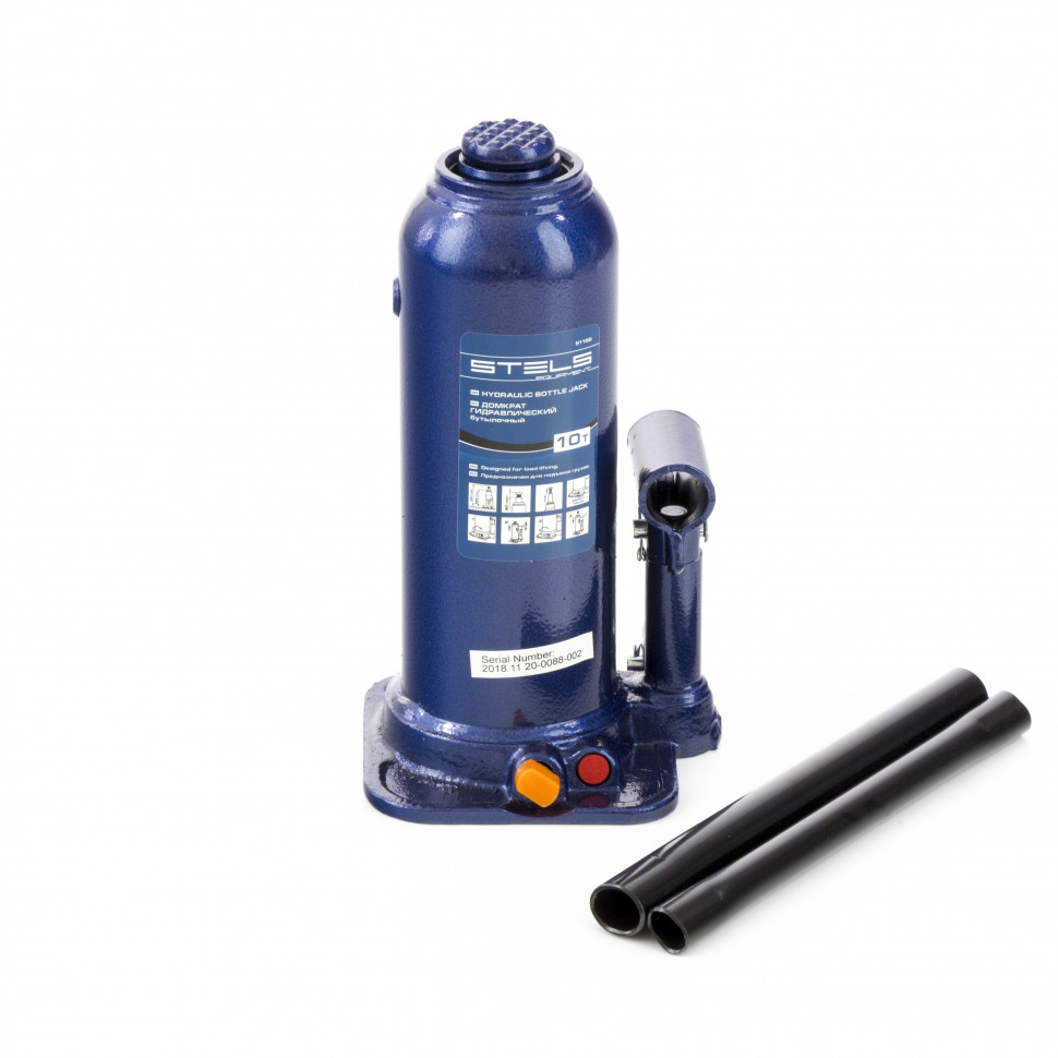 Домкрат гидравлический бутылочный 10т, высота подъема 222-447мм STELS