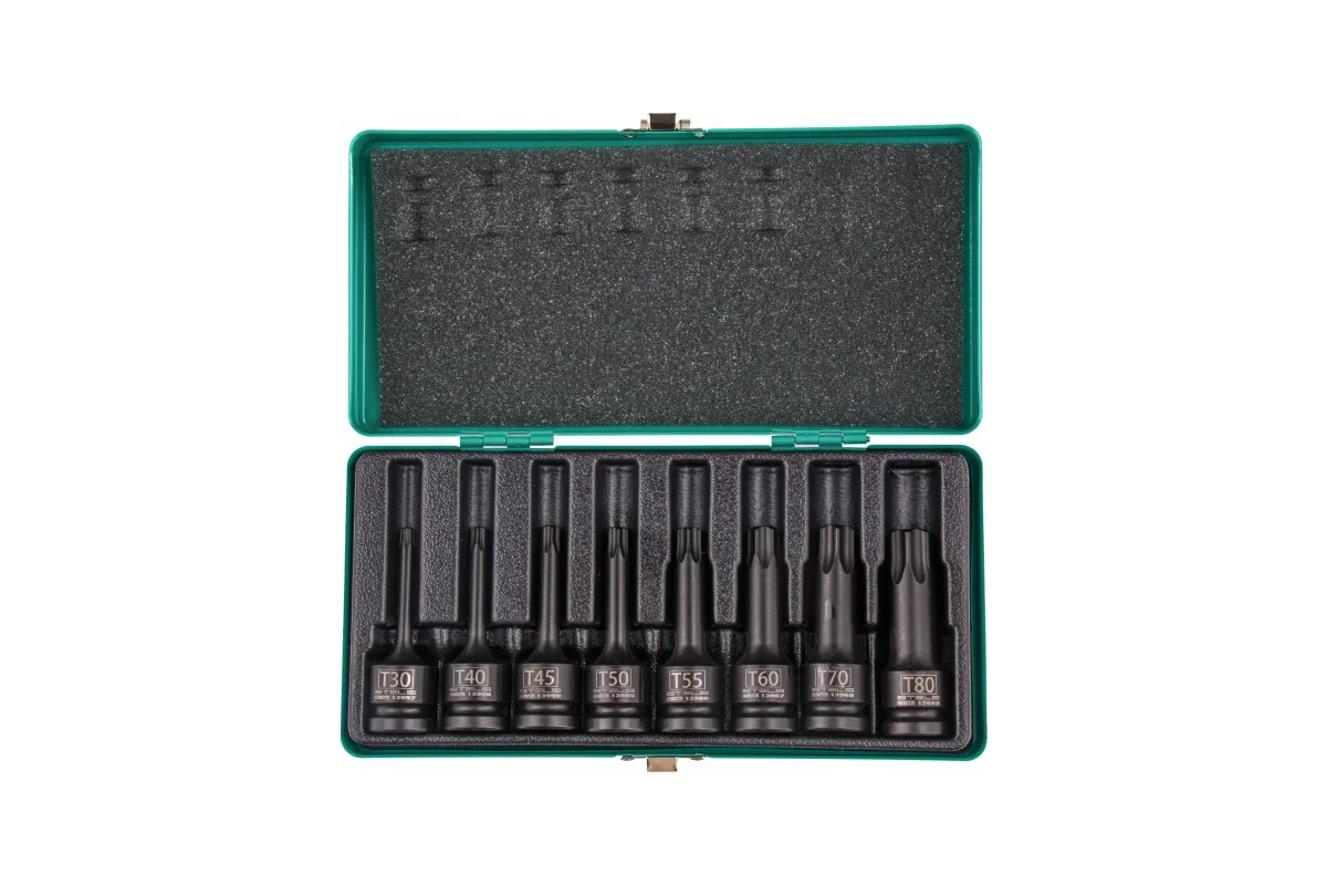 Набор ударных торцевых головок 8шт, 1/2", TORX, в кейсе, STELS