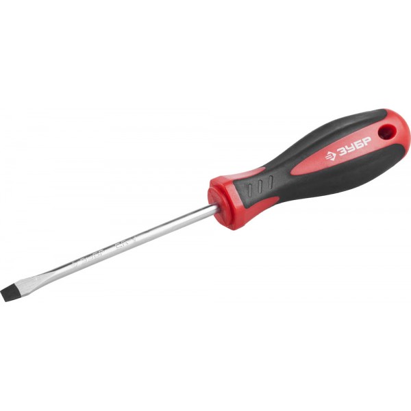 Отвёртка ЗУБР "Техник", SL 5,5х100мм, Cr-V, двухкомпонентная рукоятка