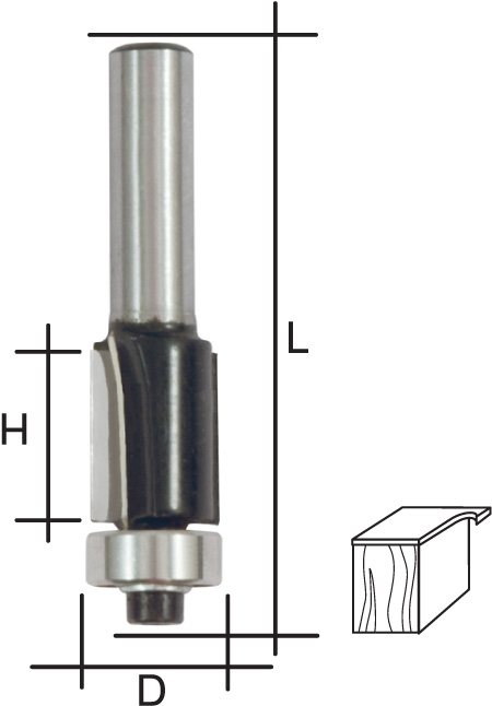 Фреза кромочная прямая 13х25х66мм, с нижним подшипником FIT